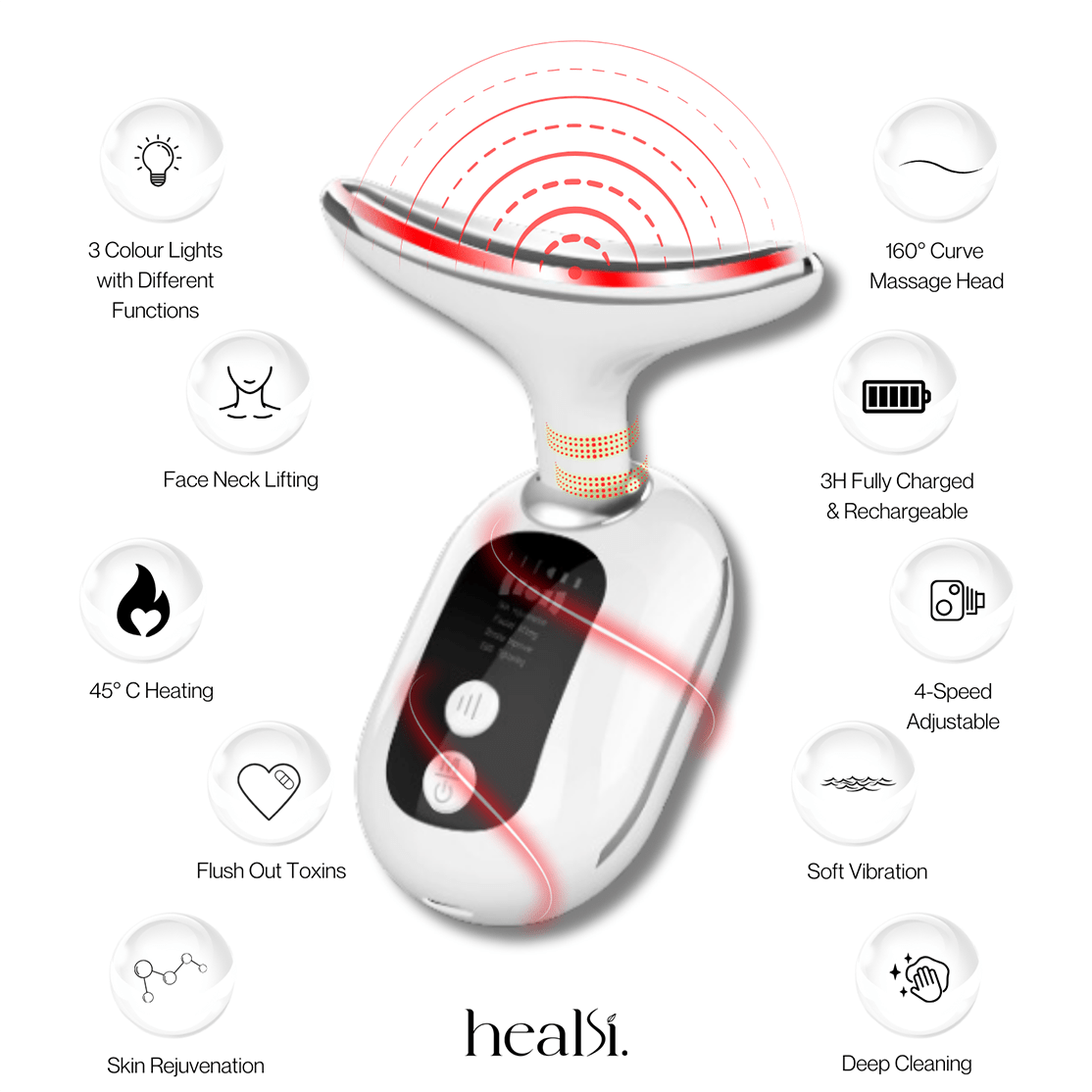 Curved Red Light Therapy EMS Face Wand